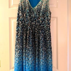 Ann Taylor Blue Fit and Flare Dress